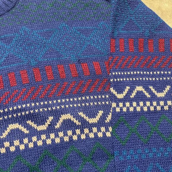 Vintage 90s South Mountain Navy Pattern Acrylic Sweater - Picture 2 of 3